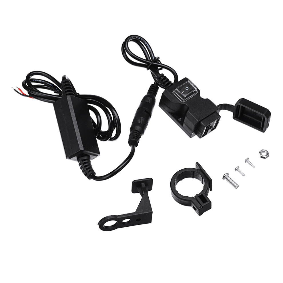 Universal 9-90V Dual Usb Motorcycle Waterproof Charger Handlebar Socket Adapter 762179038801