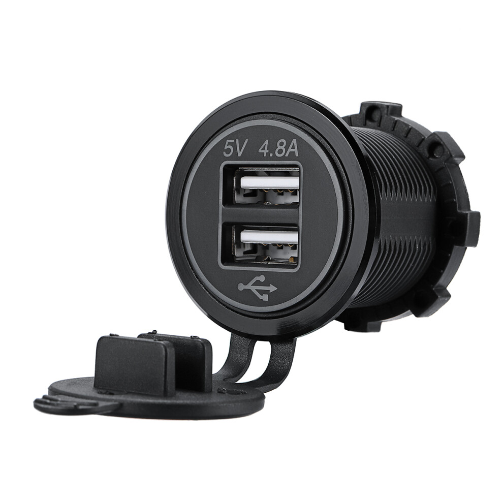 4.8A Dual Usb Car Charger 2 Port Lcd Display 12V/24V Universal Charging For Phone 762179042938