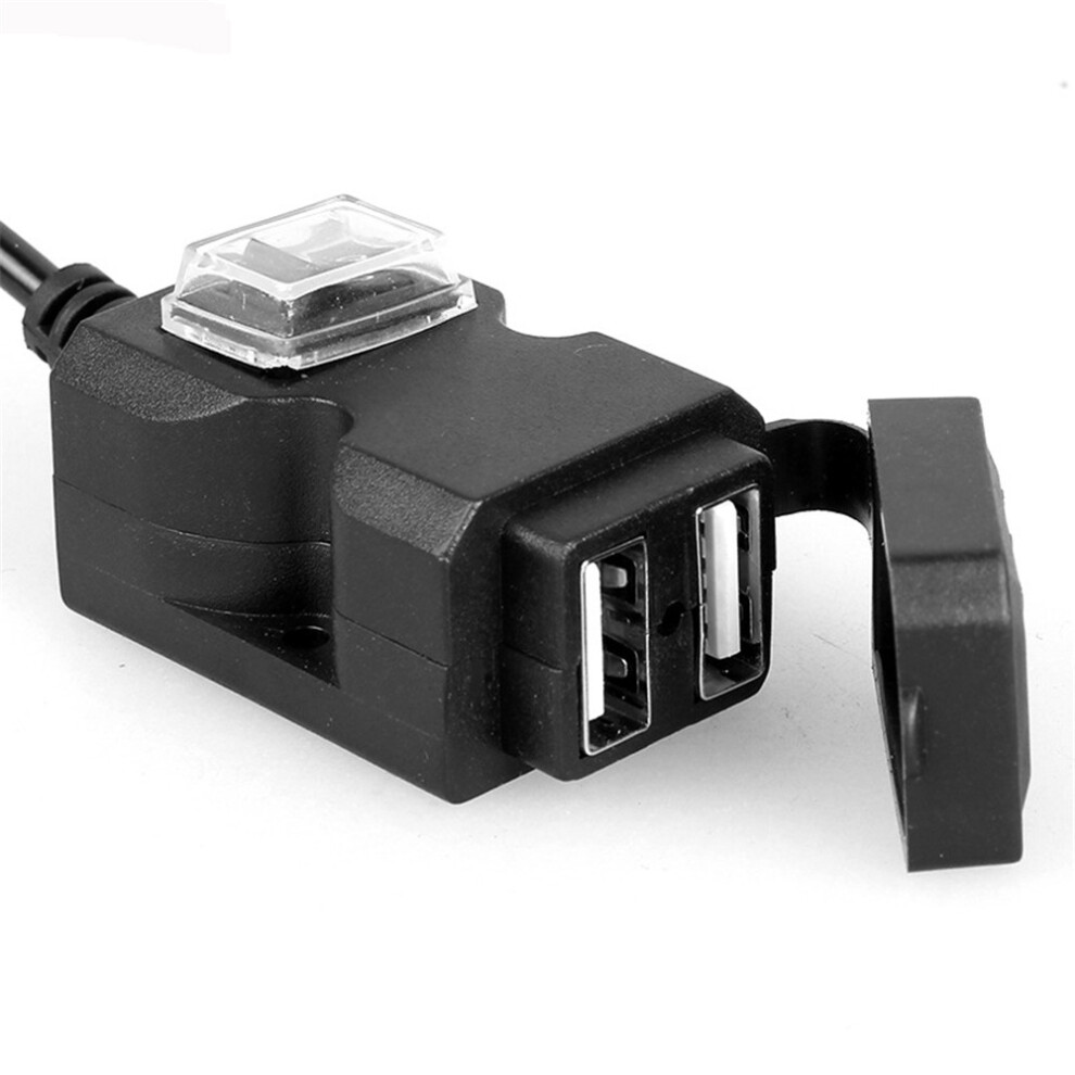 12V Waterproof Dual Usb Port Motorcycle Handlebar Charger 1A/2.1A Adapter Power Supply Socket 762179040583