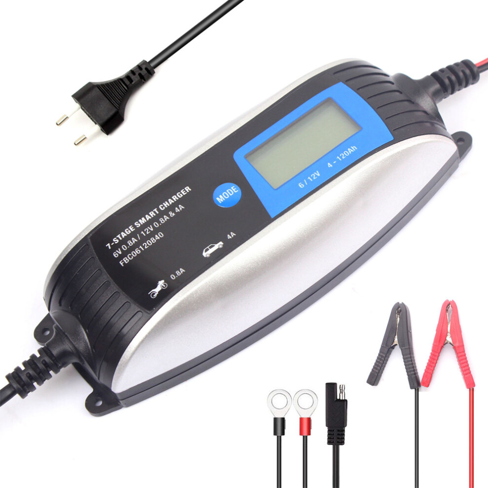 New Foxsur 6V/12V 7-Stage Motorcycle Lcd Intelligent Car Smart Battery Charger 762179086178
