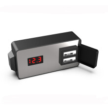 Neuer 12/24 V wasserdichter multifunktionaler Motorrad-Dual-USB-Handy-Smart-Ladegerät mit Uhr und Voltmeter