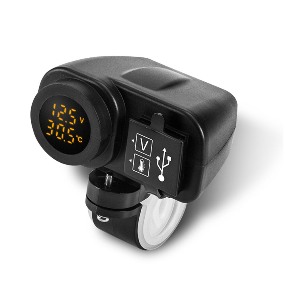 New 2.1A Led 12V Multifunctional Waterproof Motorcycle Usb Charger+Digital Voltmeter+Thermometer 762179067498