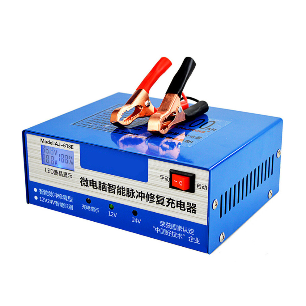 New 12V/24V Battery Charger Led Display Automatic Intelligent Pulse Repair Car Motorcycle Scooter Universal 762179078579