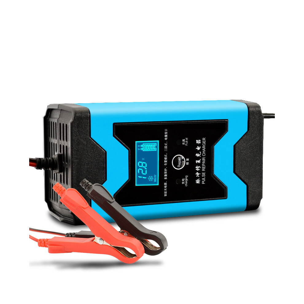 New Enusic 12V 6A Pulse Repair Lcd Battery Charger For Car Motorcycle Lead Acid Battery Agm Gel Wet Blue 762179072799