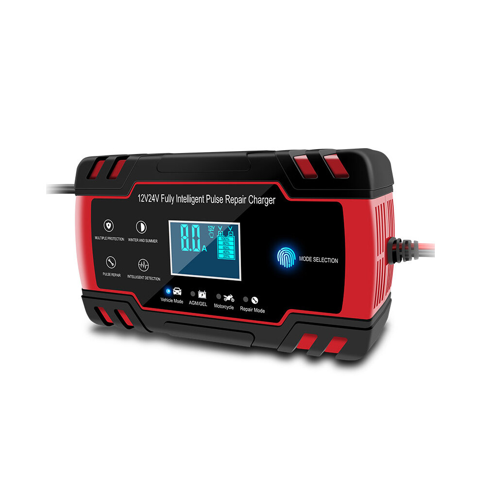 New Enusic 12/24V 8A Touch Screen Pulse Repair Lcd Battery Charger For Car Motorcycle Lead Acid Battery Agm Gel Wet Red 762179080657