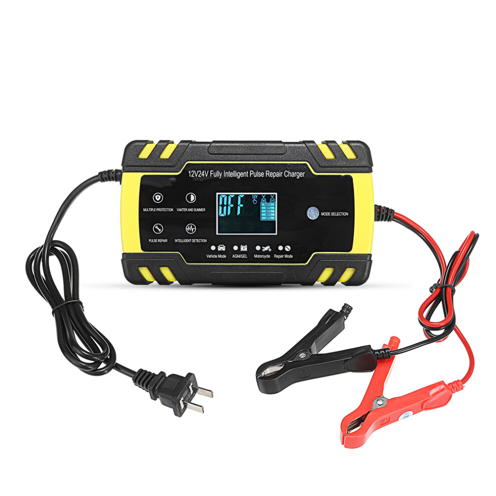 New Enusic Us Plug 12/24V 8A/4A Touch Screen Pulse Repair Lcd Battery Charger For Car Motorcycle Lead Acid Battery Agm Gel Wet 762179080701