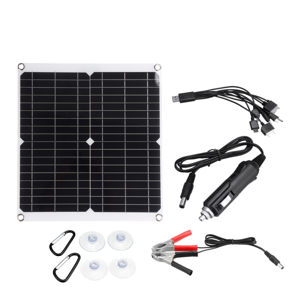 New 18V 50W Pv Solar Panel Charger Kit Monocrystalline Solar Panels With 10 In 1 Adapter Cable 762179082316