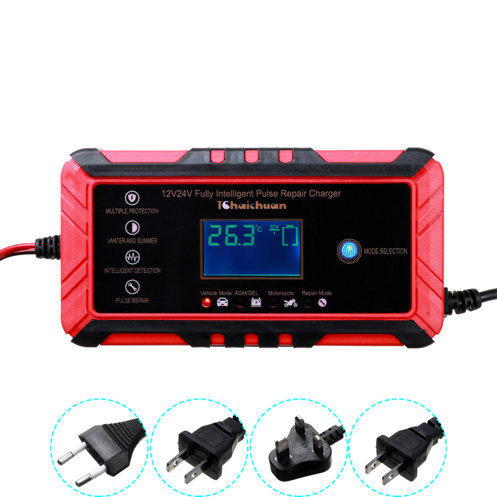 New 12/24V 8A/4A Touch Screen Pulse Repair Lcd Battery Charger For Car Motorcycle Lead Acid Battery Agm Gel Wet 762179080022