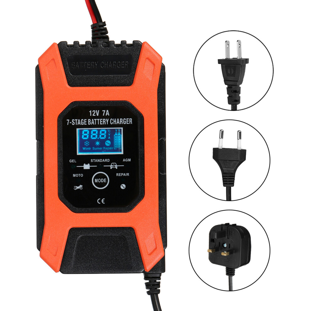 New 12V 7A 7-Stage Lcd Pulse Repair Battery Charger For Car Motorcycle Agm Gel Wet Lead Acid 762179073734