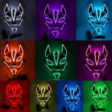 Kostüm Requisiten Neon LED Leuchtende Joker Maske Karneval Festival Leuchtende EL Draht Maske Japanische Fuchs Maske Halloween Weihnachtsdekorati