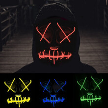 EL Cold Light Maske LED Licht Leuchtende Halloween Maske Cosplay Glühen LED Gruselige EL Draht Leuchtende Grinsen Masken Hip-Hop Leuchtende Kreuz