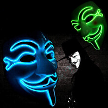 Halloween V für Vendetta Maske LED Gruselige EL-Draht Maske Leuchtende Festival Cosplay Kostüm Zubehör Party Maske