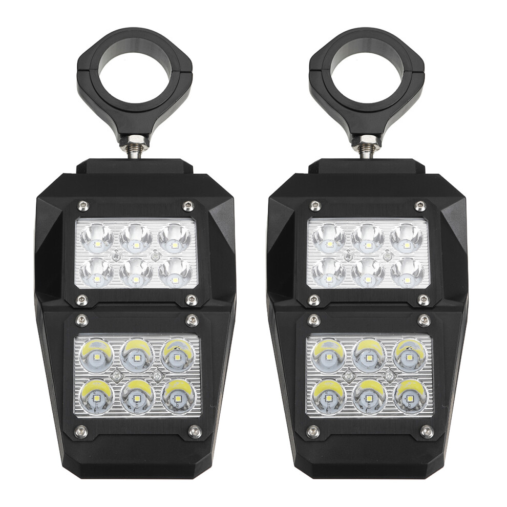 New 2Pcs Led Lights Rear View Side Mirrors For Polaris Utv Rzr 1.75-2" Roll Cage" 762179097341
