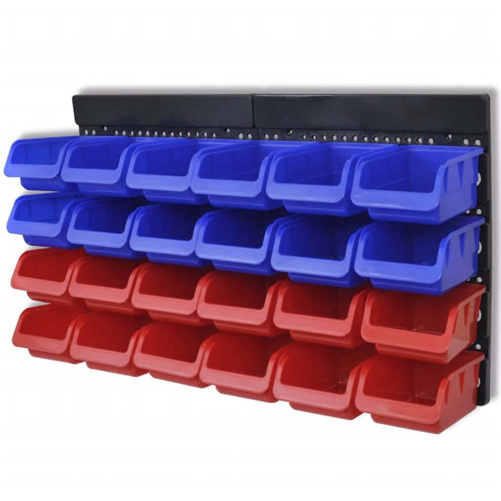Vidaxl 2 Pcs Blue & Red Wall Mounted Garage Tool Organiser