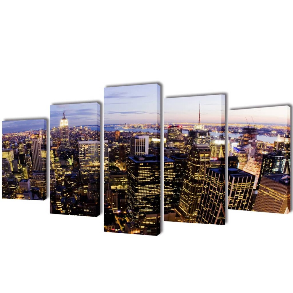 Vidaxl Canvas Wall Print Set Birds Eye View Of New York Skyline 200X100cm