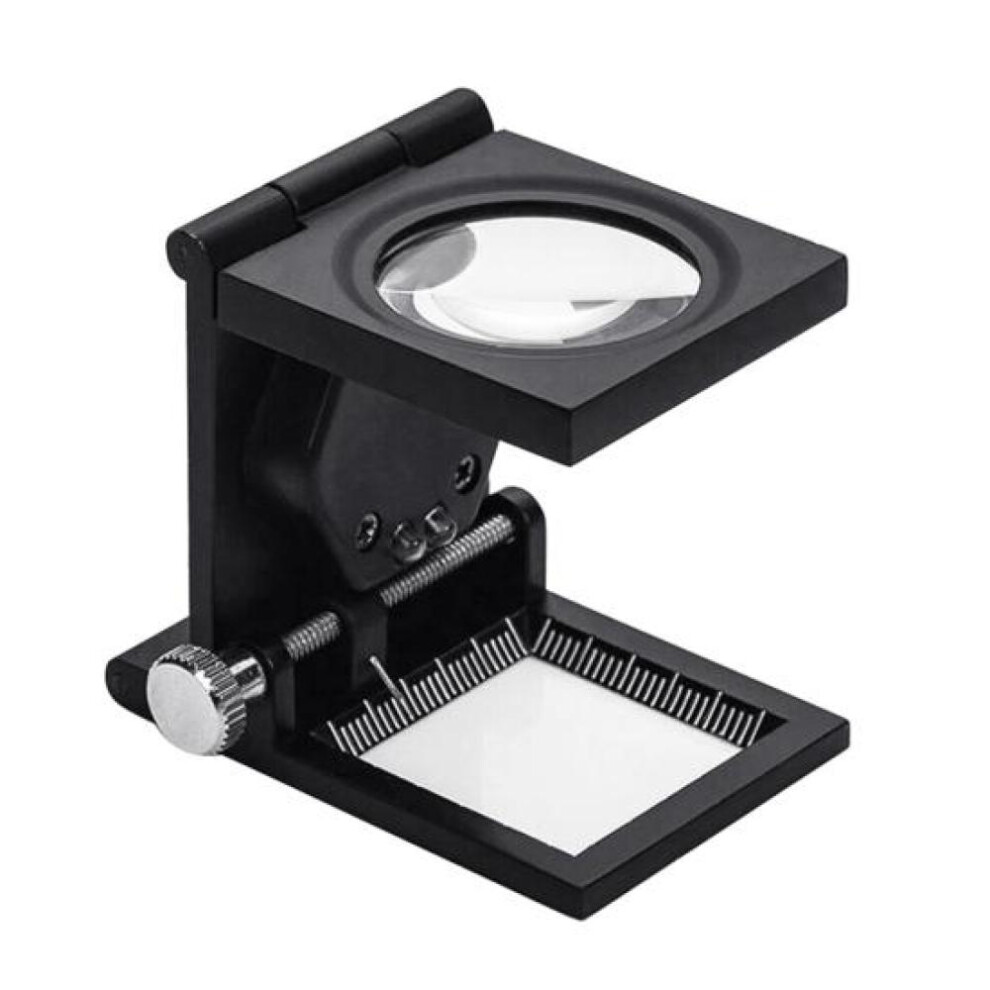 10x Foldable 2 Led Light Magnifier Magnifying Glass Lens Scale Pointer Loupe