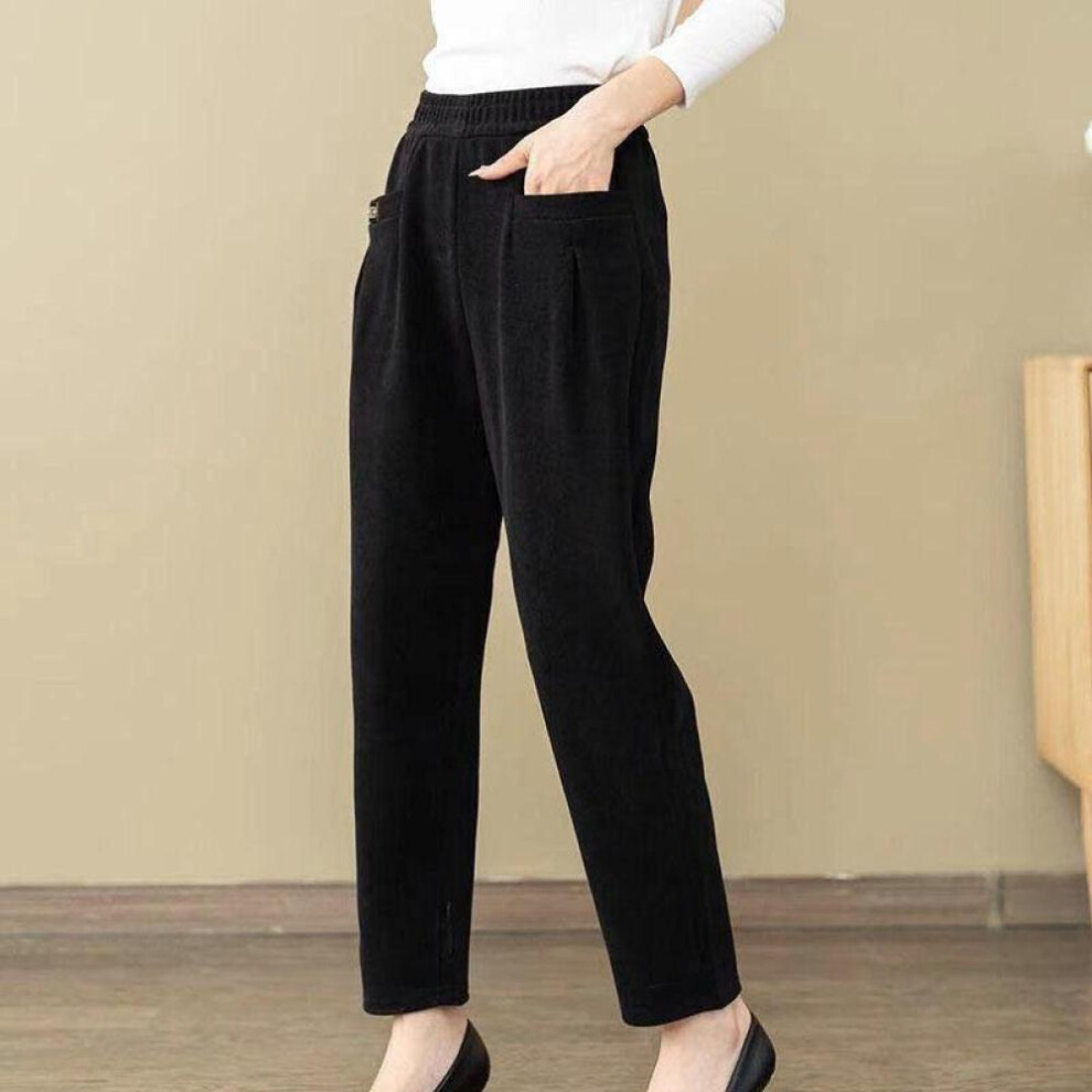 (black, 3XL) Autumn And Winter Women&apos;s Corduroy Pants Casual Fashion Women&apos;s Warm Pants Straight Pants