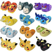 (35*40 shoe size, Umbreon 25) Pixie Cotton Slippers Snorlax Charmander Psyduck Mudkip Eevee Leafeon Glacia Umbreon Plush Anime Plush Shoes Gift