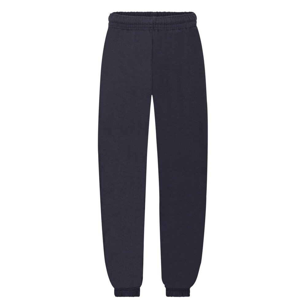 (12-13 Years, Deep Navy) Fruit of the Loom Childrens/Kids Classic Plain Elasticated Cuff Jogging Bottoms