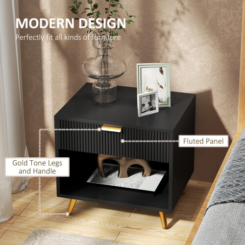 Homcom HOMCOM Small Table With Drawer, Open Compartment and Handle, Black 2
