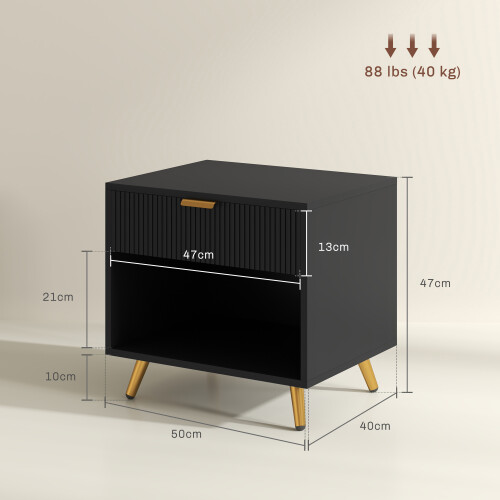 Homcom HOMCOM Small Table With Drawer, Open Compartment and Handle, Black 1