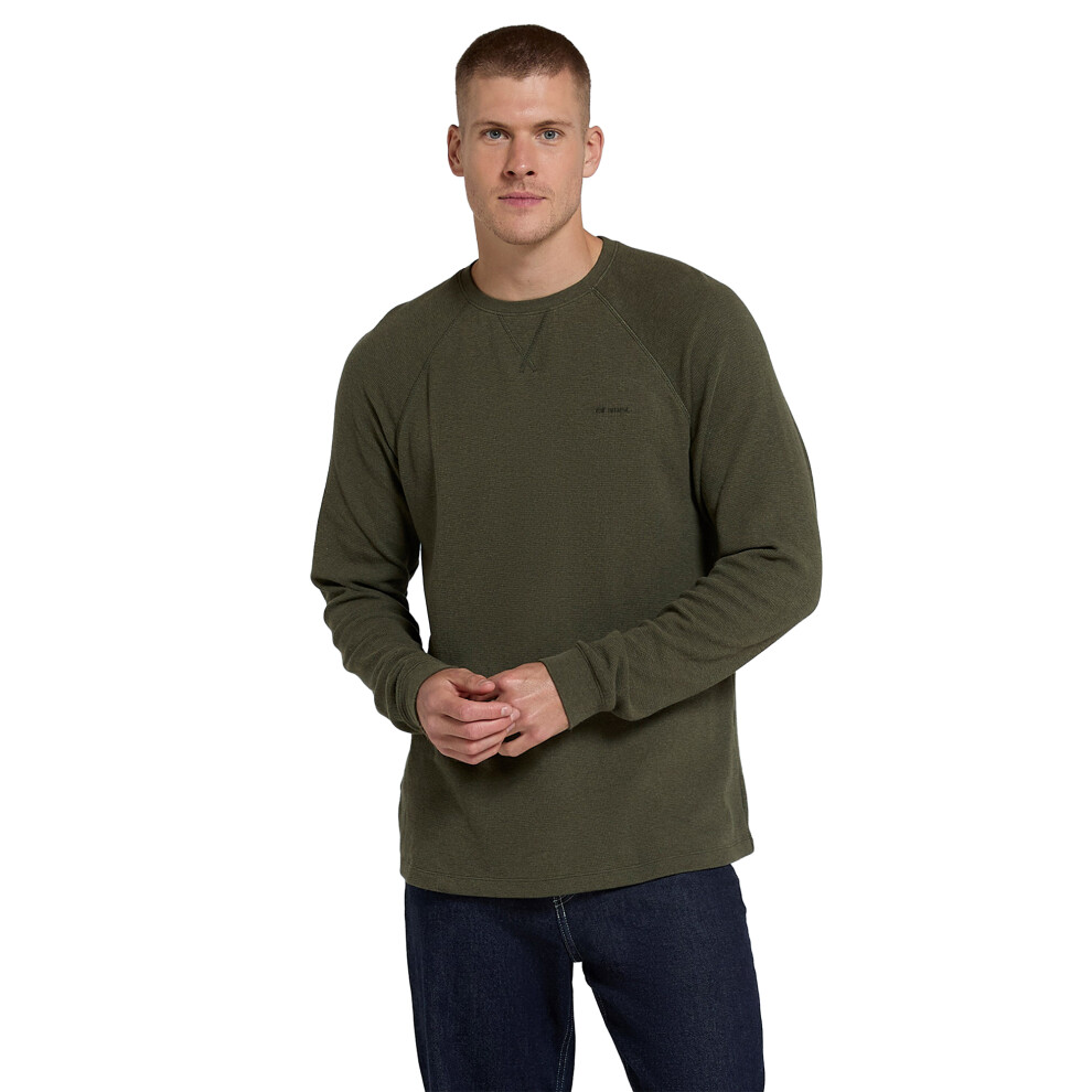 (S, Khaki Green) Animal Mens Jude Waffle Long-Sleeved T-Shirt