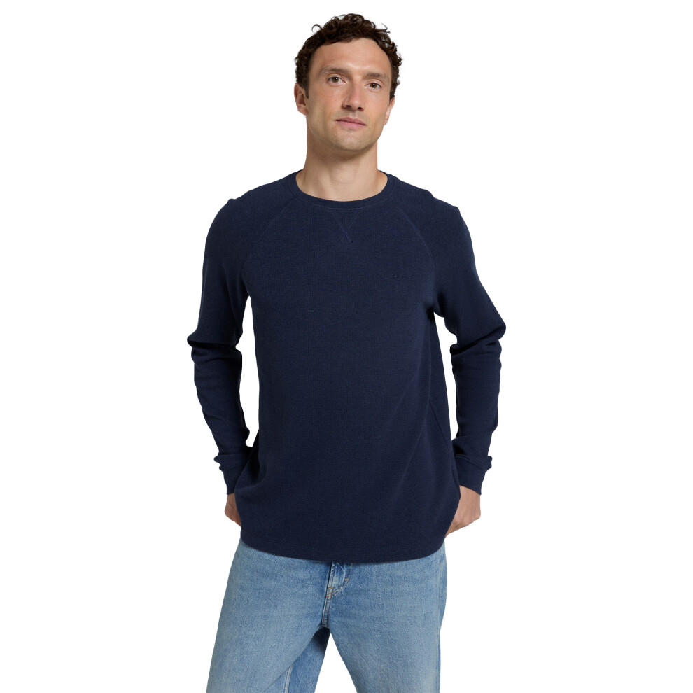 (XL, Navy) Animal Mens Jude Waffle Long-Sleeved T-Shirt