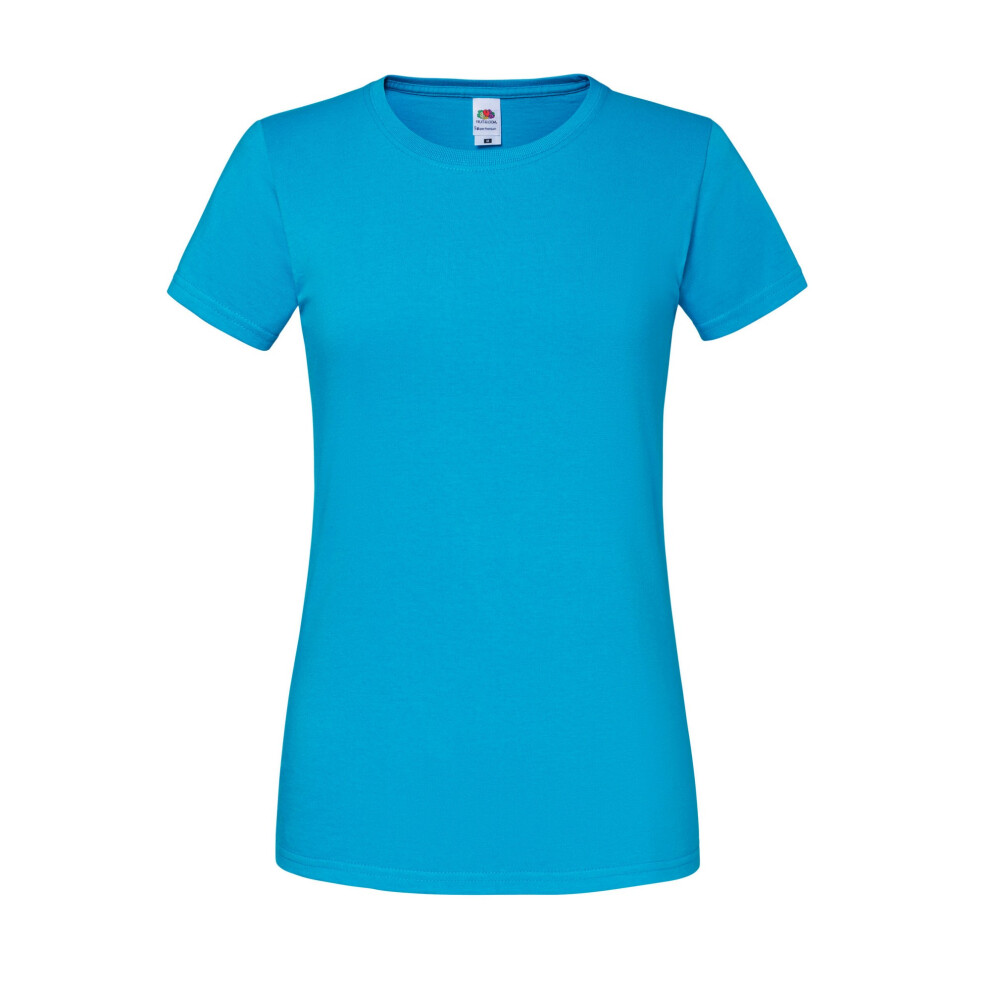 (XL, Azure Blue) Fruit of the Loom Womens/Ladies Iconic 195 Premium T-Shirt