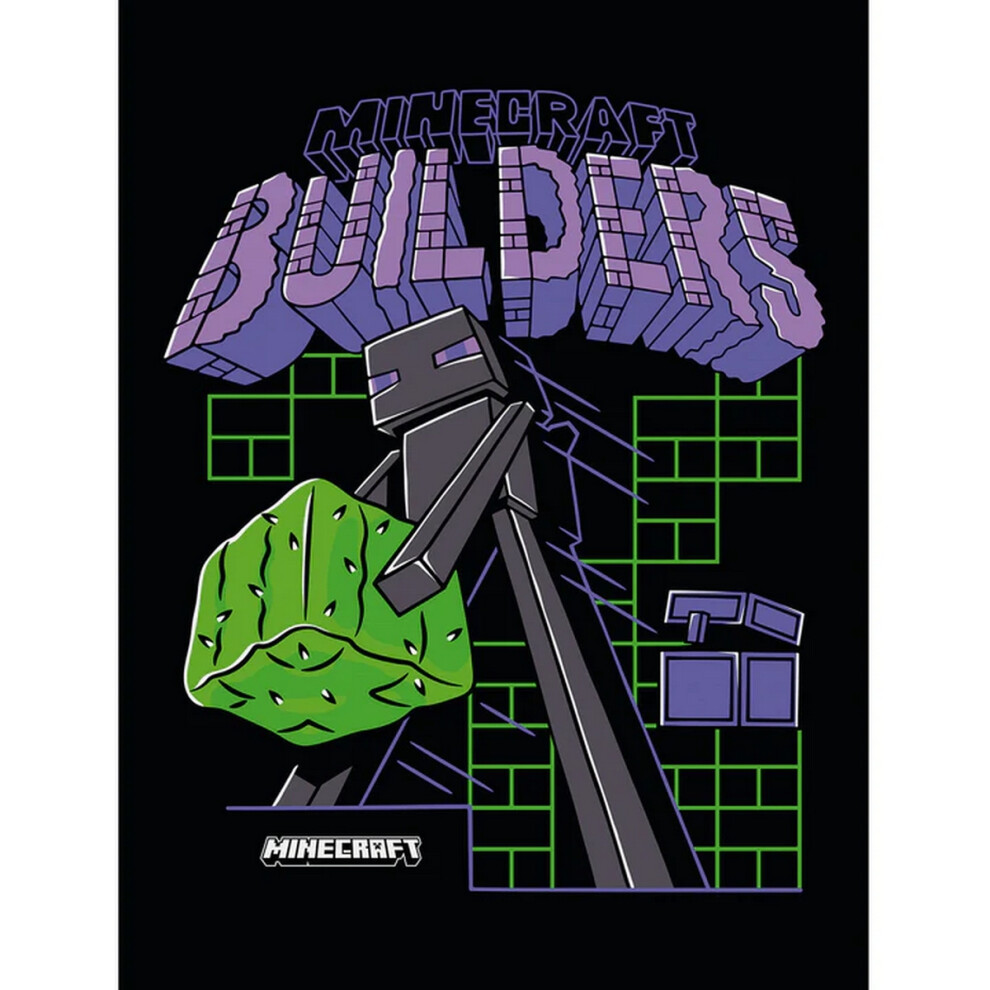 (60.5cm x 60.5cm x 2cm, Black/Green/Purple) Minecraft Builders Canvas Print