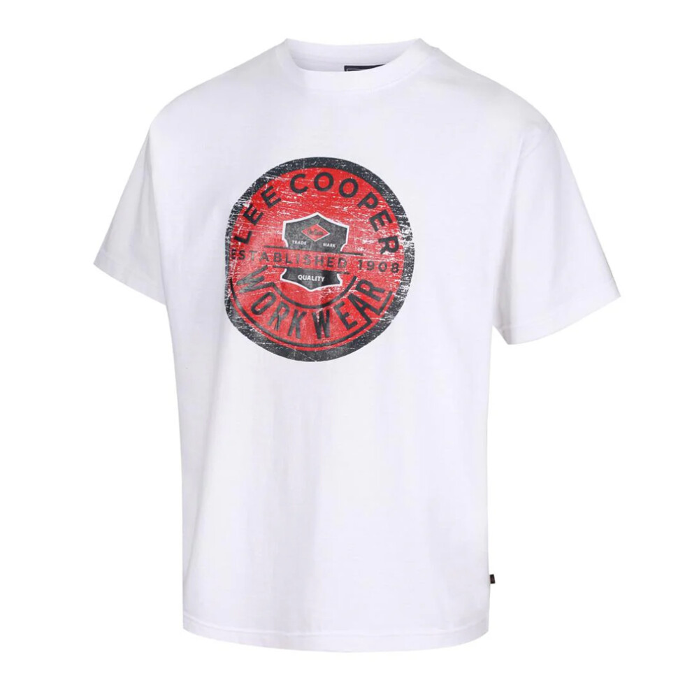 (L, White) Lee Cooper Mens Graphic Print T-Shirt