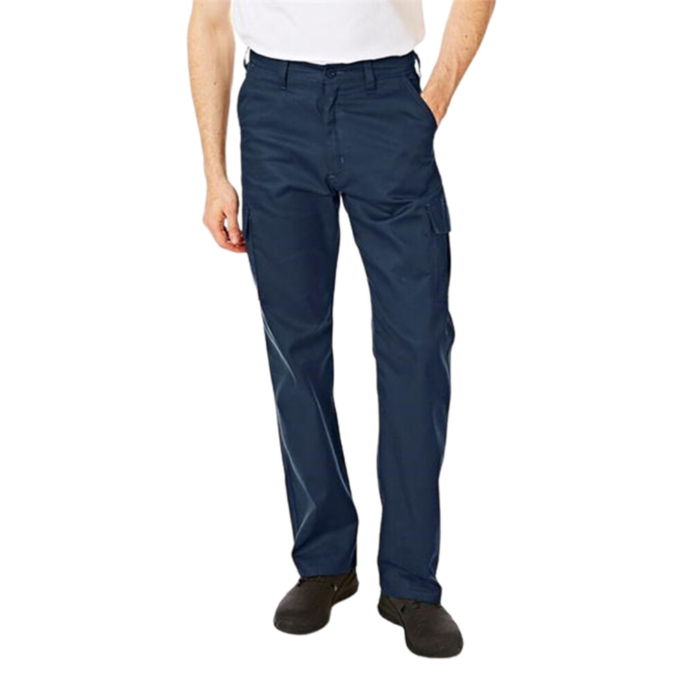 (40S, Navy) Lee Cooper Mens Plain Cargo Trousers