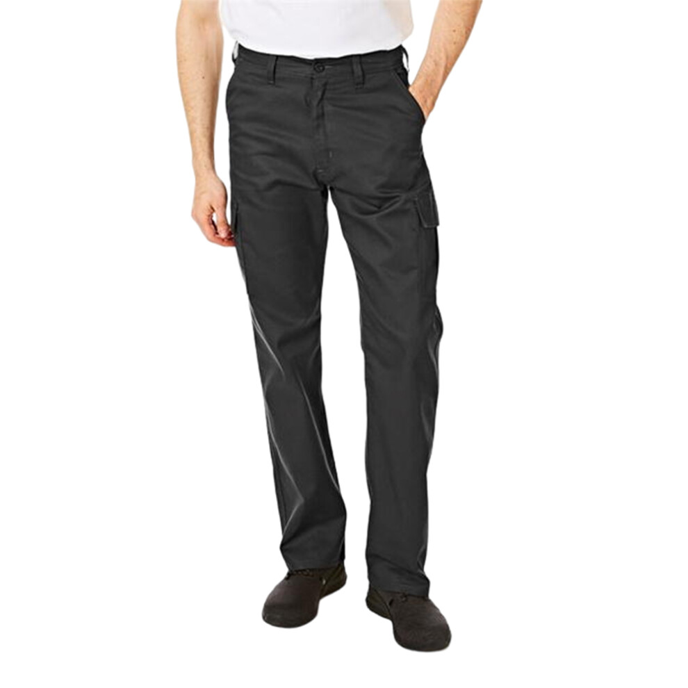 (40S, Black) Lee Cooper Mens Plain Cargo Trousers