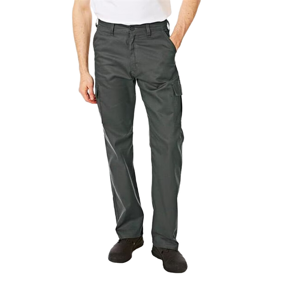 (42L, Grey) Lee Cooper Mens Plain Cargo Trousers