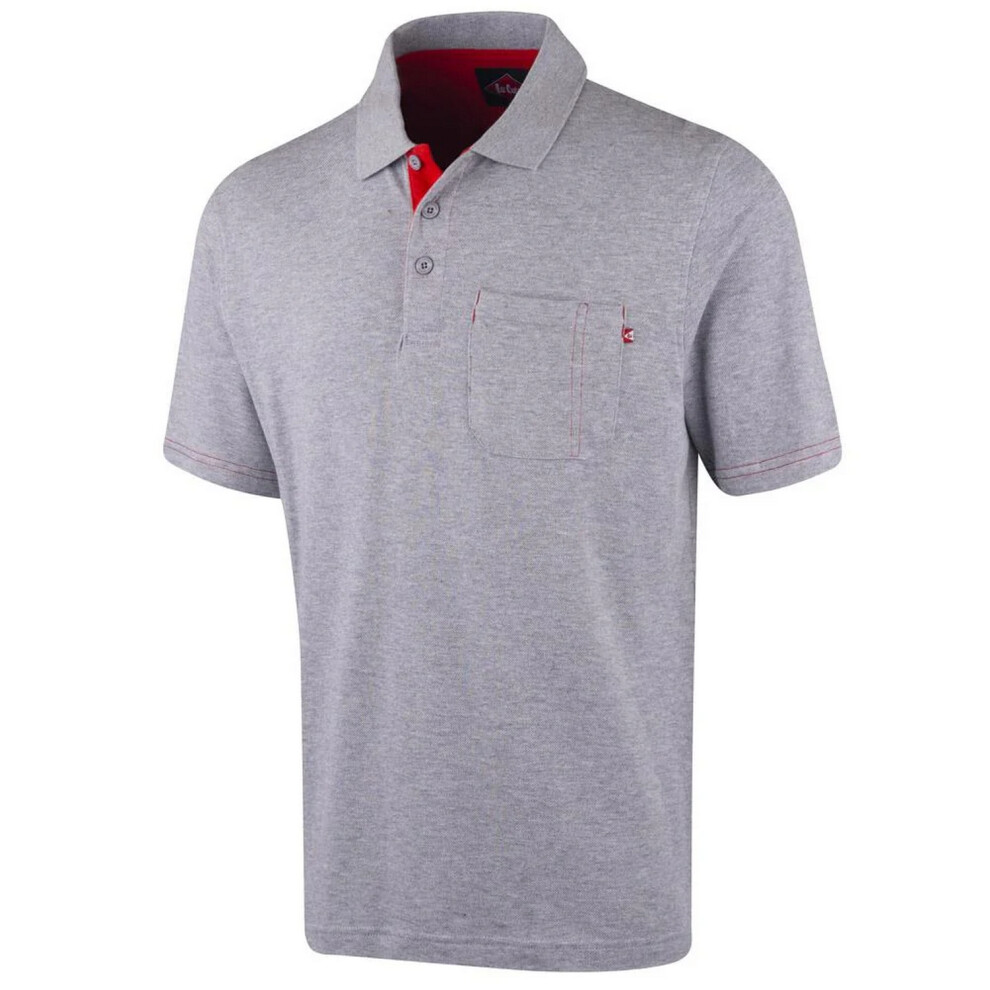 (L, Grey) Lee Cooper Mens Marl Pique Polo Shirt