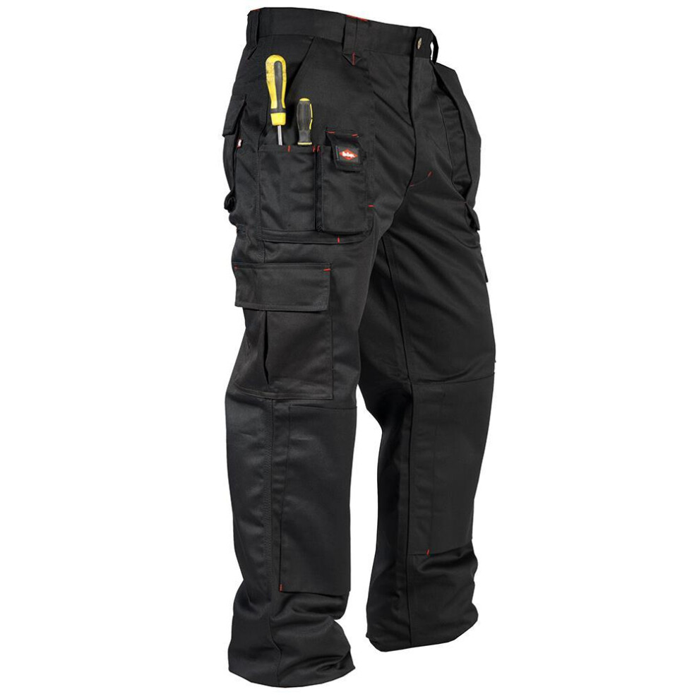 (30R, Black) Lee Cooper Mens Multi Pocket Work Trousers