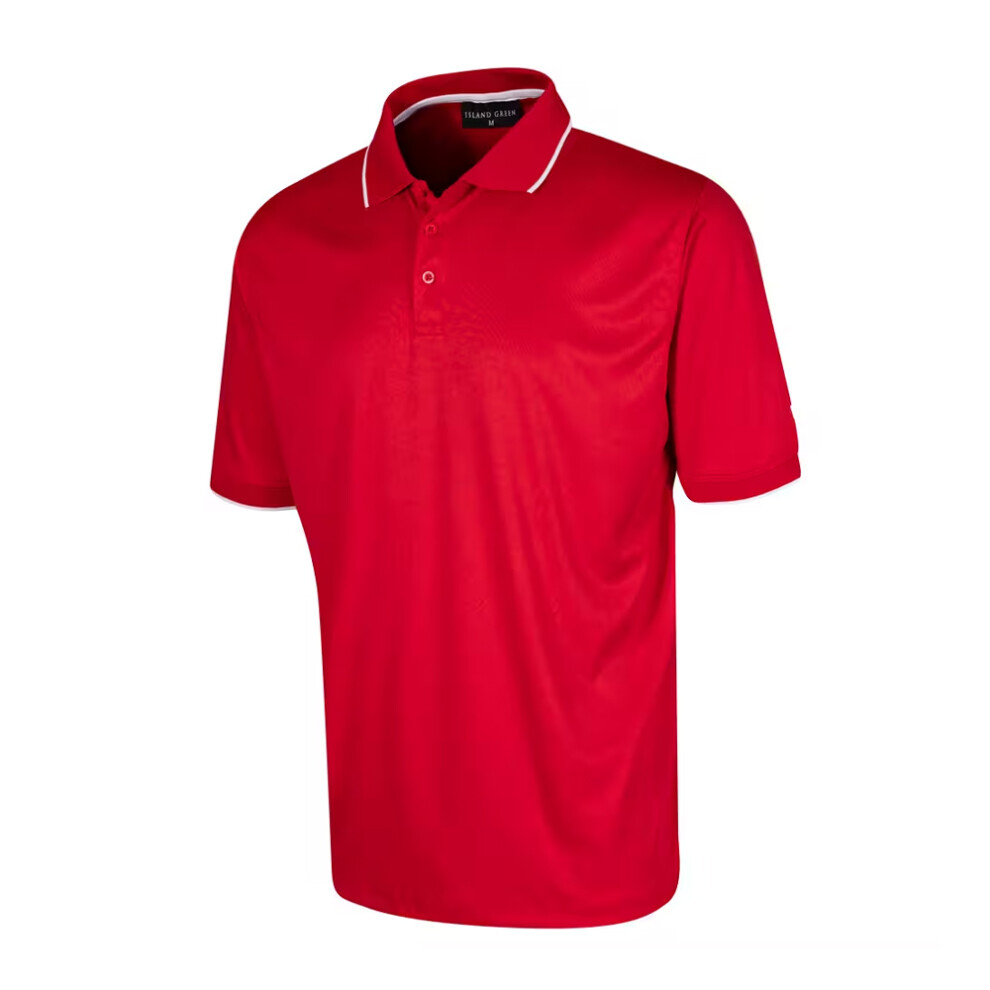 (3XL, Red) Island Green Mens Performance Polo Shirt