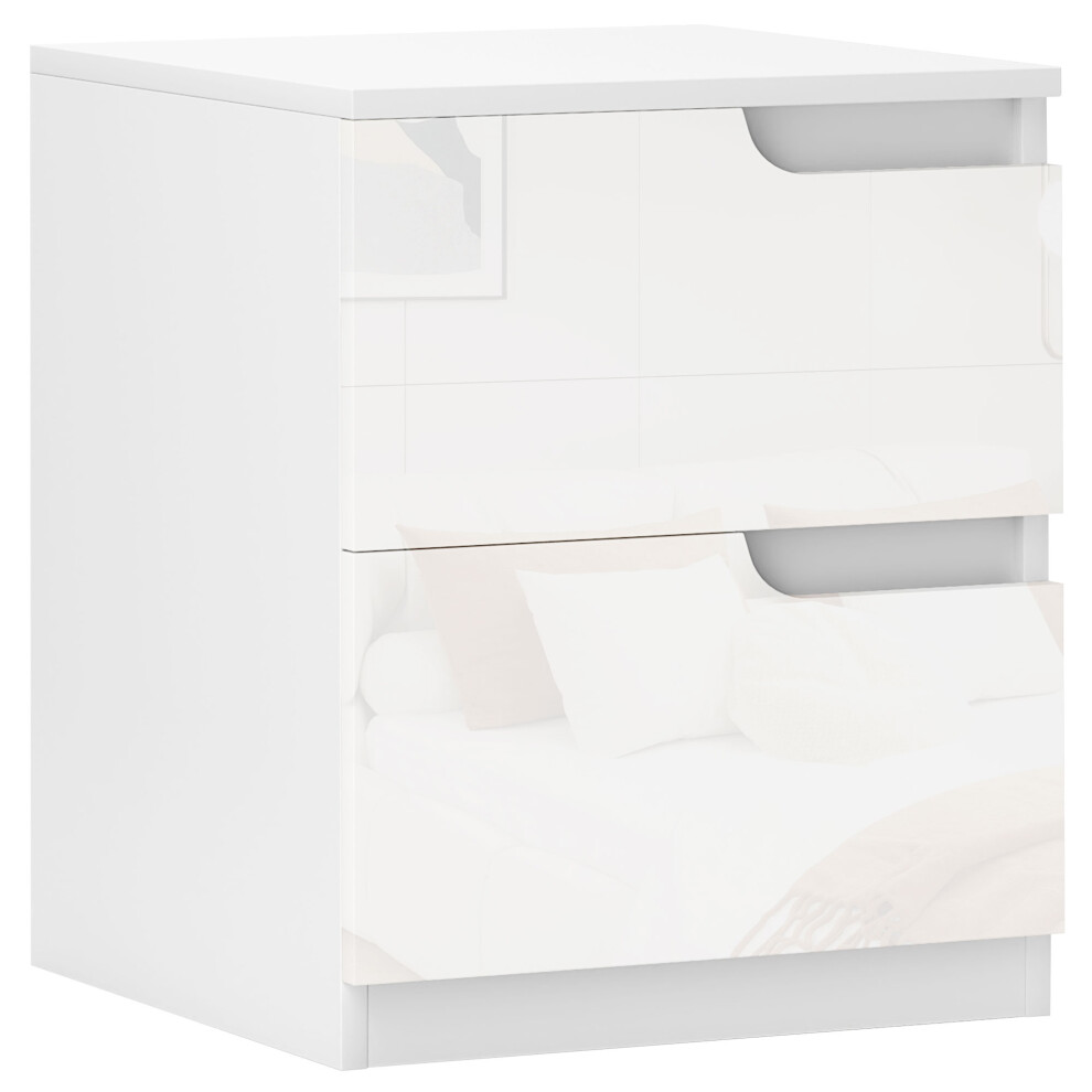 Homcom Modern Bedside Table With 2 Drawers For Bedroom, Living Room, White