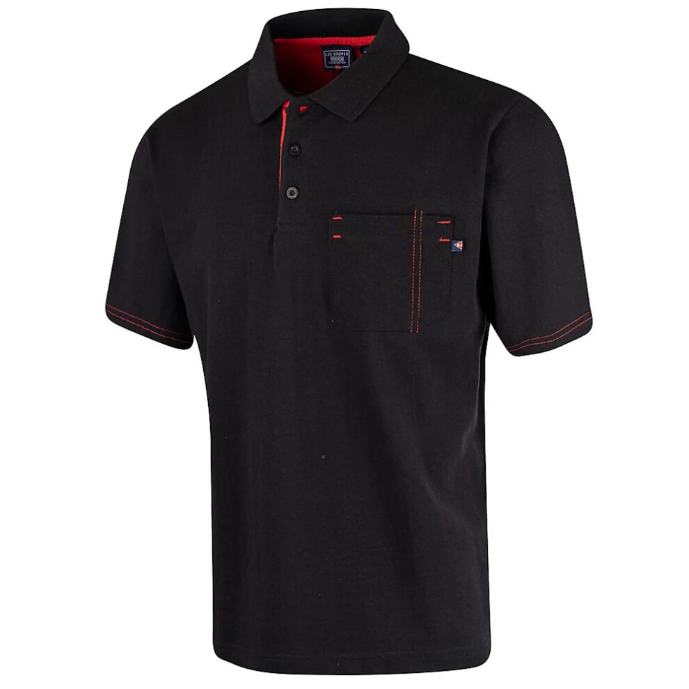 (XL, Black) Lee Cooper Mens Pique Polo Shirt