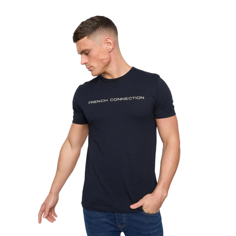 (L, Marine/White) French Connection Mens Logo T-Shirt