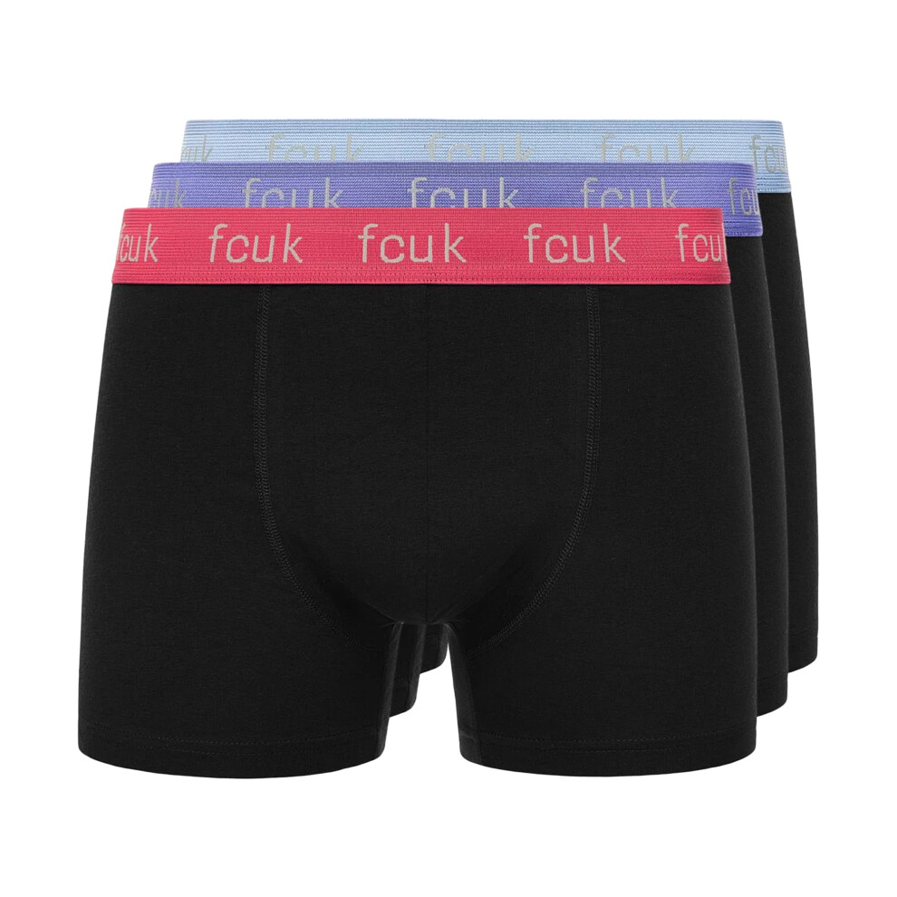 (L, Black) French Connection Mens FCUK2 Boxer Shorts (Pack of 3)