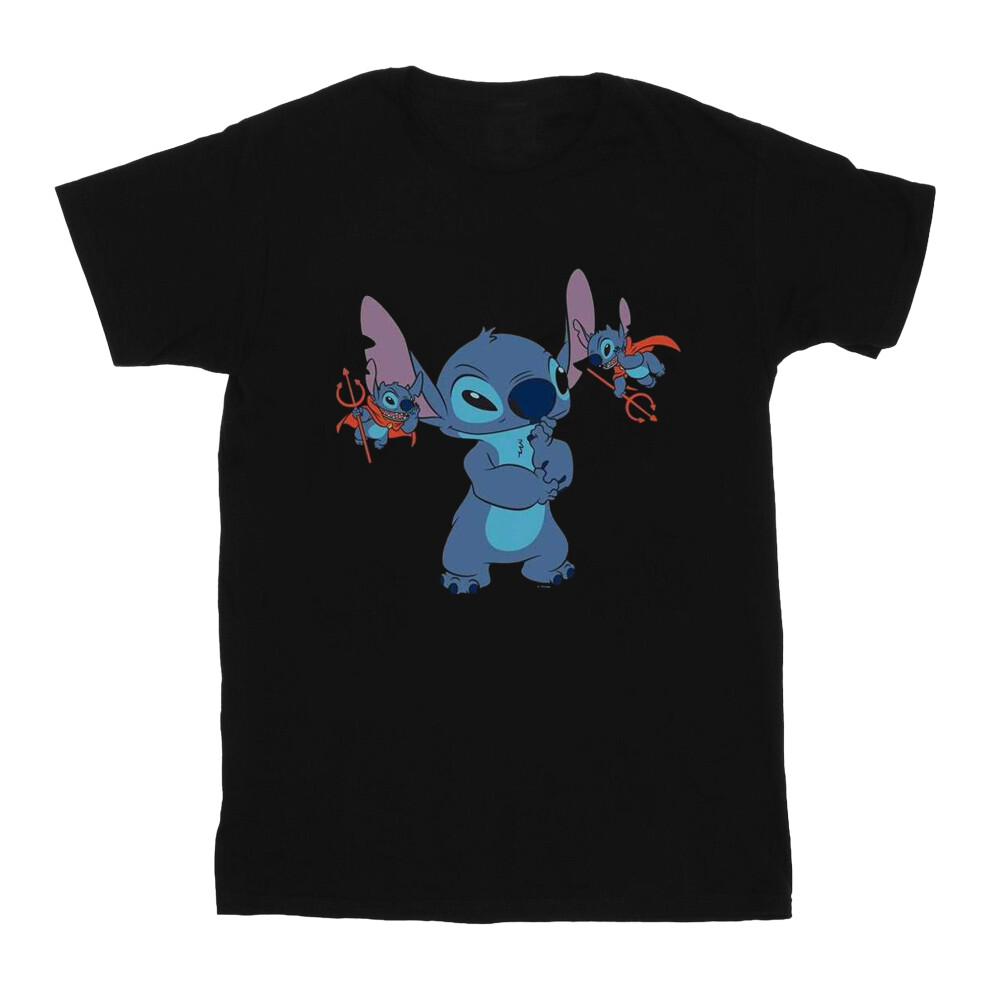 (12-13 Years, Black) Disney Boys Lilo And Stitch Little Devils T-Shirt