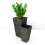 2-Pack Self-watering Planter - Hand Woven Wicker - Square - Expresso 1