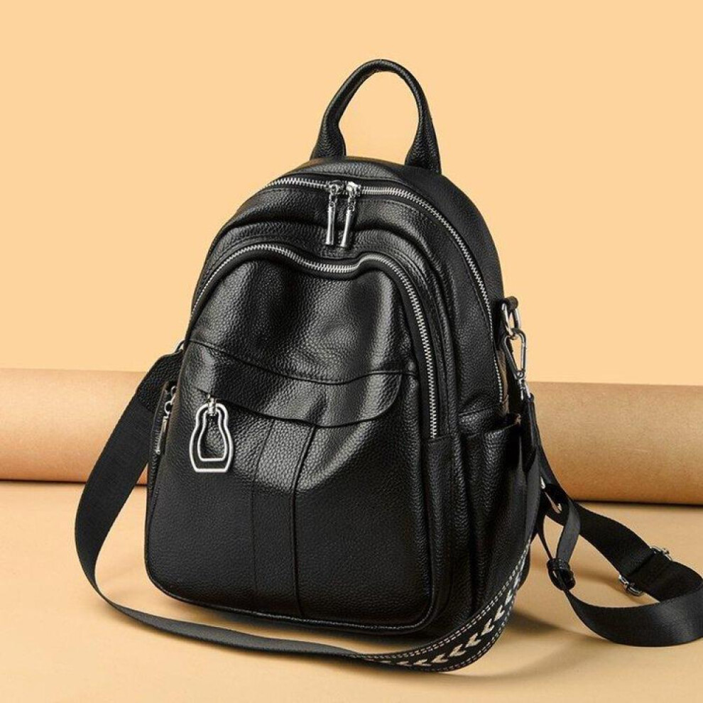 (black) Quarryus Luxury Women Genuine Leather Backpack Female Quality Cowhide Knapsack Casual Ladies Shoulder Bag Fashion Large Capacity Travel
