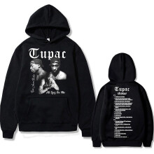 (White, XL) Rapper Tupac 2pac Hip Hop Hoodie Men's Fashion Hoodies Men Women Oversized Pullover Male Black Streetwear Man Vintage Sweatshirt