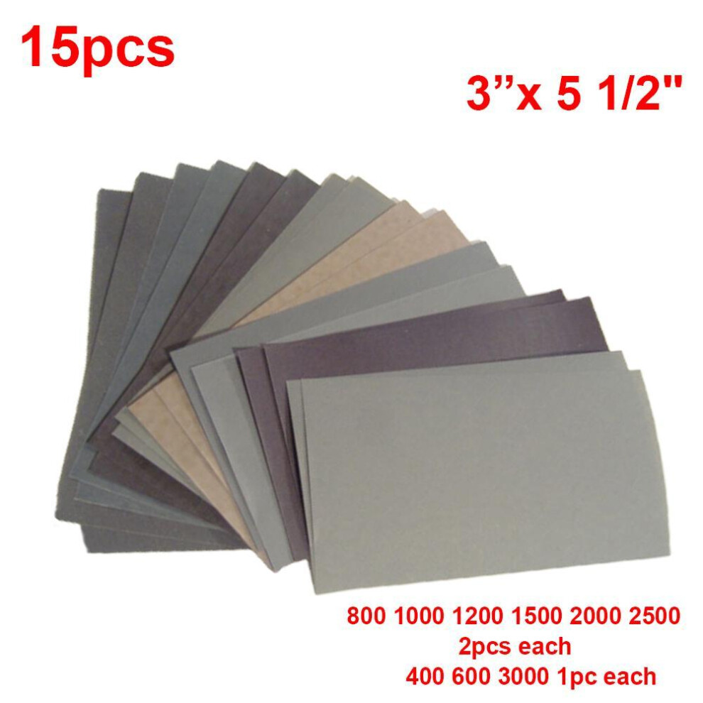 400 600 3000 800 1000 1200 1500 2000 2500 Grit Sandpaper Wet/dry 15pcs/set