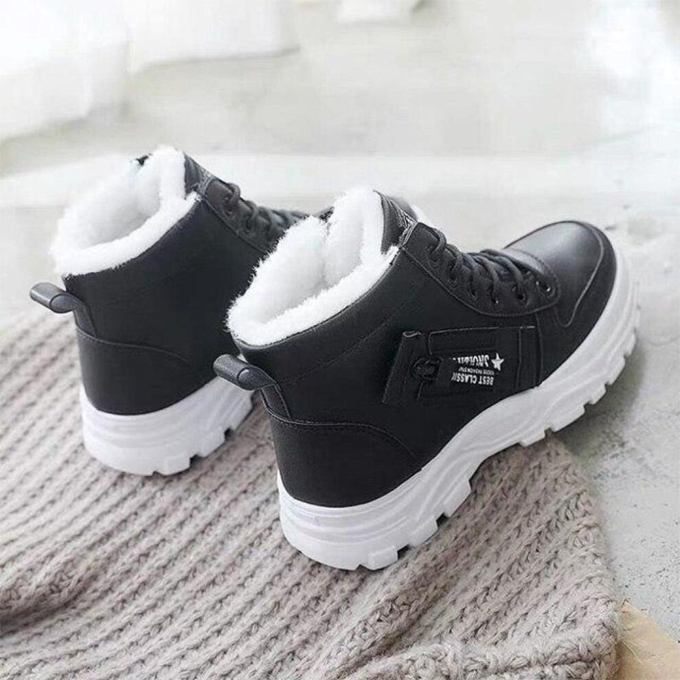 (black, 36) New Women's Casual Sneakers Winter Sneakers With Plush Fur Warm Women's Shoes