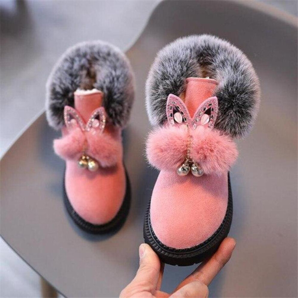 (pink, 25) Winter Children Snow Boots Flat Girls Princess Cotton Shoes Fashion Thick Velvet Short Tube Baby Boots