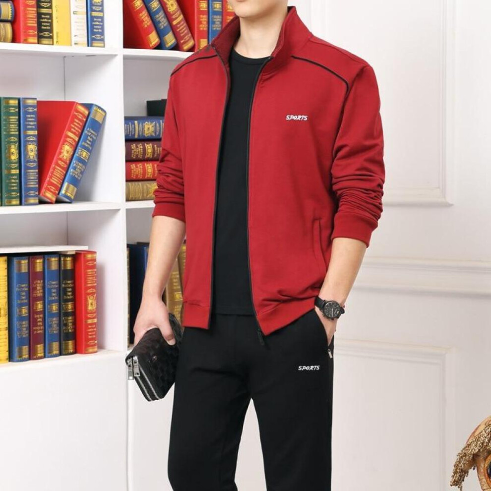 (red, XL) Fashion Running Sets Sport Suit Sportswear Sweatshirt +sweatpants Mens Clothing 2 Pieces Sets Tracksuit Jogging Suits