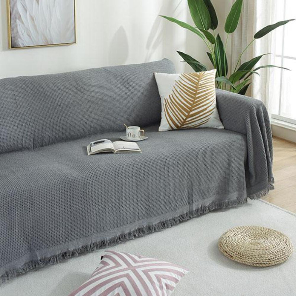 (grey, 180*340cm) Sofa Towel Throw Blanket Solid Color Knitting Sofa Covers Blanket Plaid Towel Slipcovers Protect Cover Home Decor