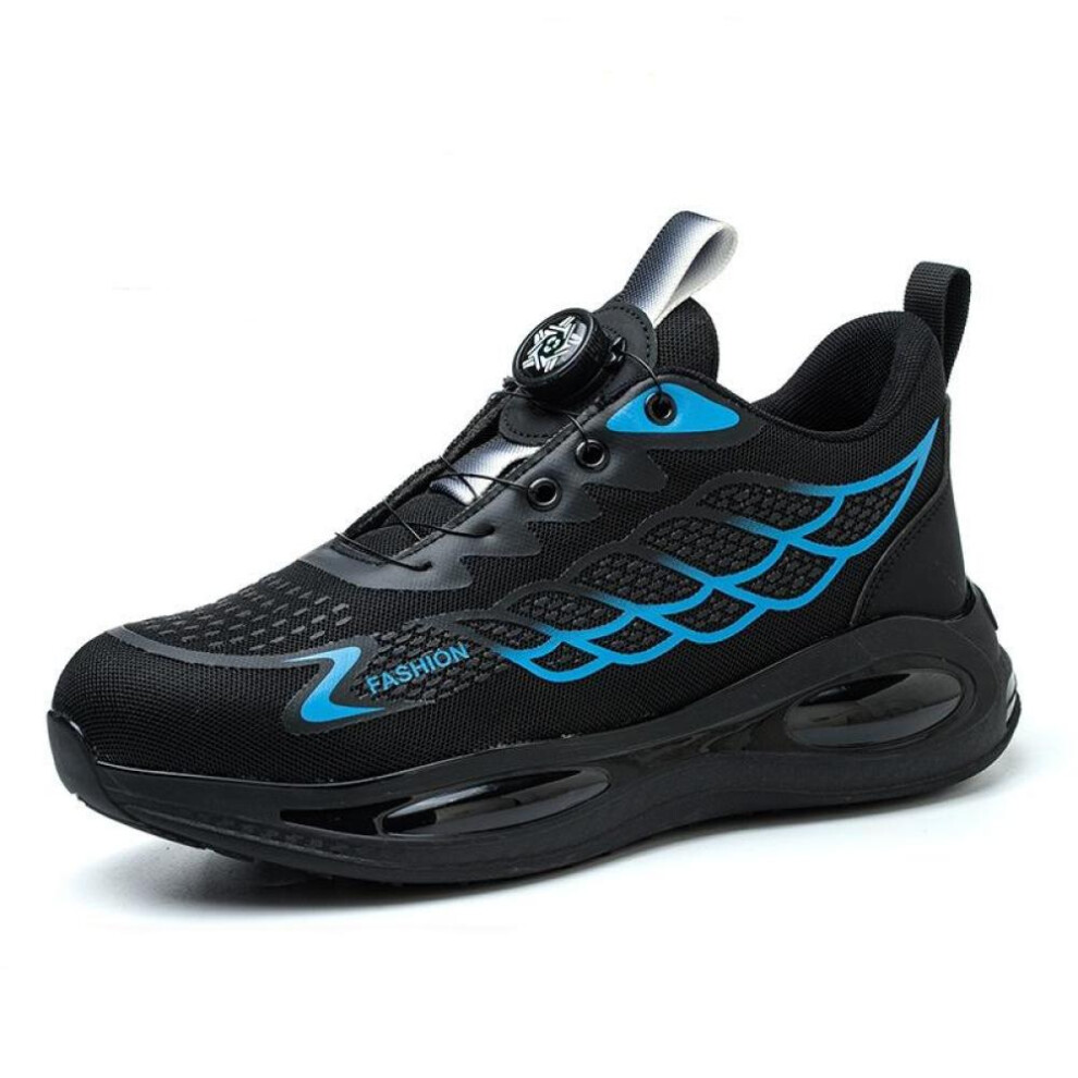 (blue, 41) Rotating Button Safety Shoes Men Women Air Cushion Puncture-Proof Work Sneakers Indestructible Steel Toe Work Shoes Protective Safety Boots